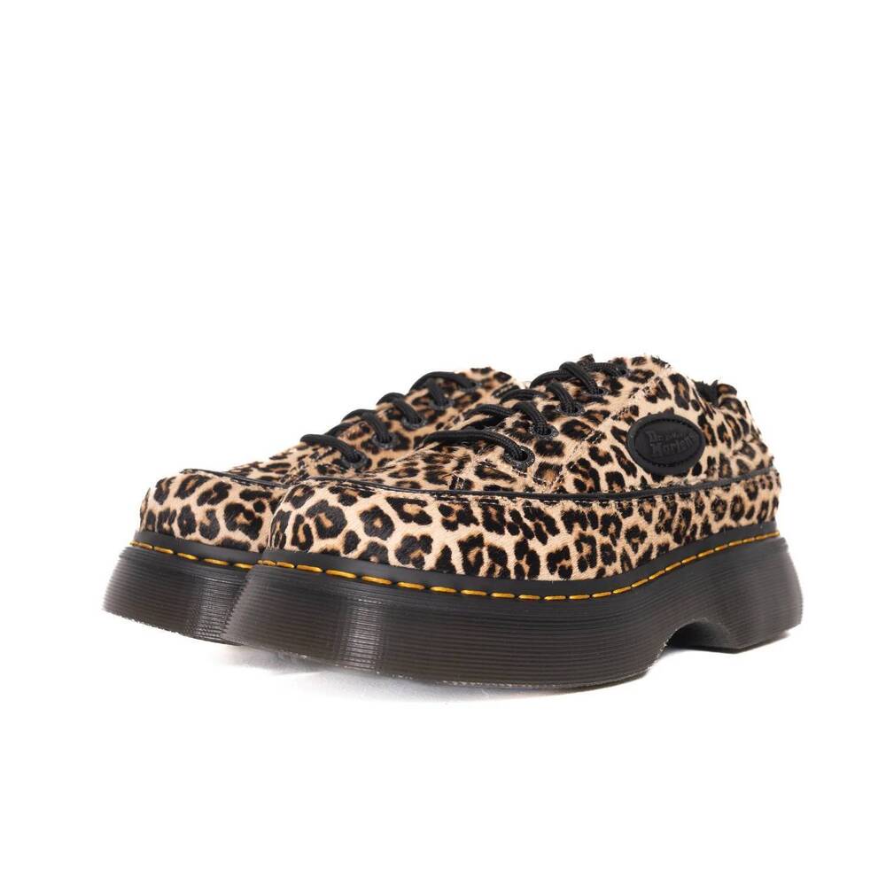 NEW DR. MARTENS women's buzz 5 eye shoe in light tan mini leopard spot hair - Picture 4 of 5
